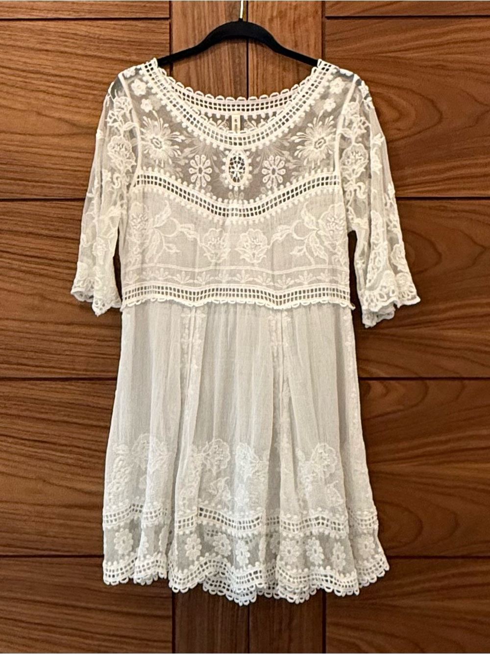 My Beloved White Lace & Embroidered Dress Coquette Cottage Core Boho